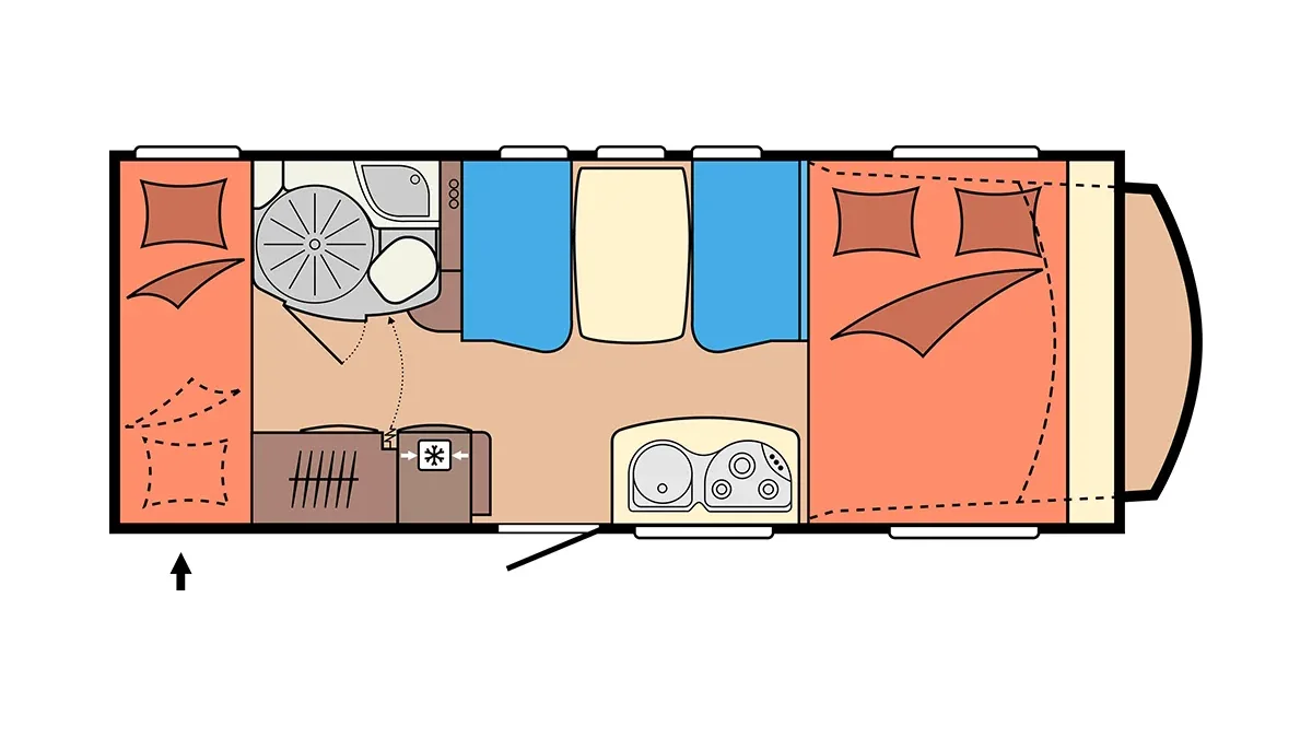 Grundriss Wohnmobil mit Alkoven