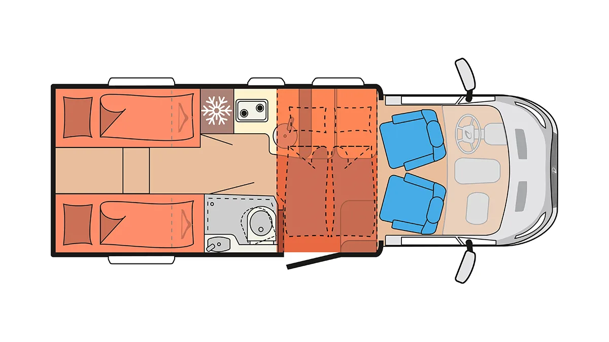 Grundriss Wohnmobil teilintegriert