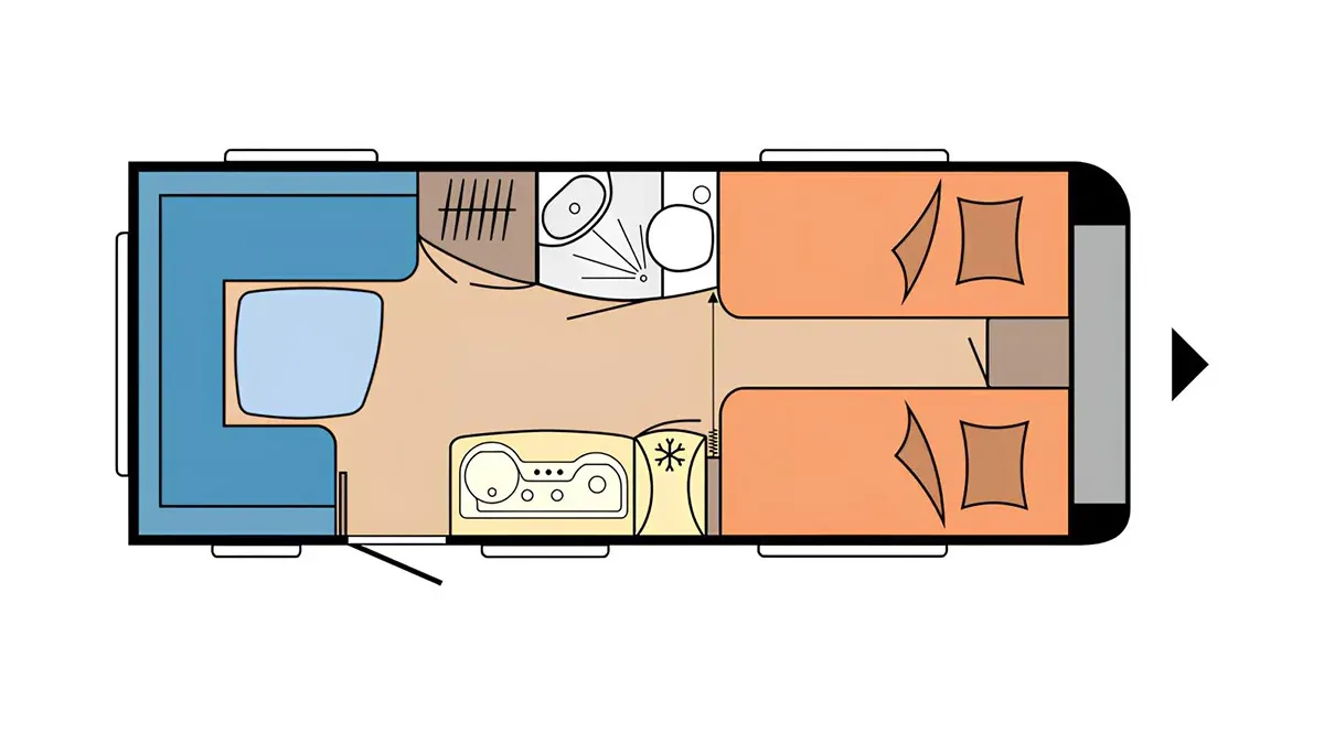 Grundriss Wohnwagen Hobby 495 UL