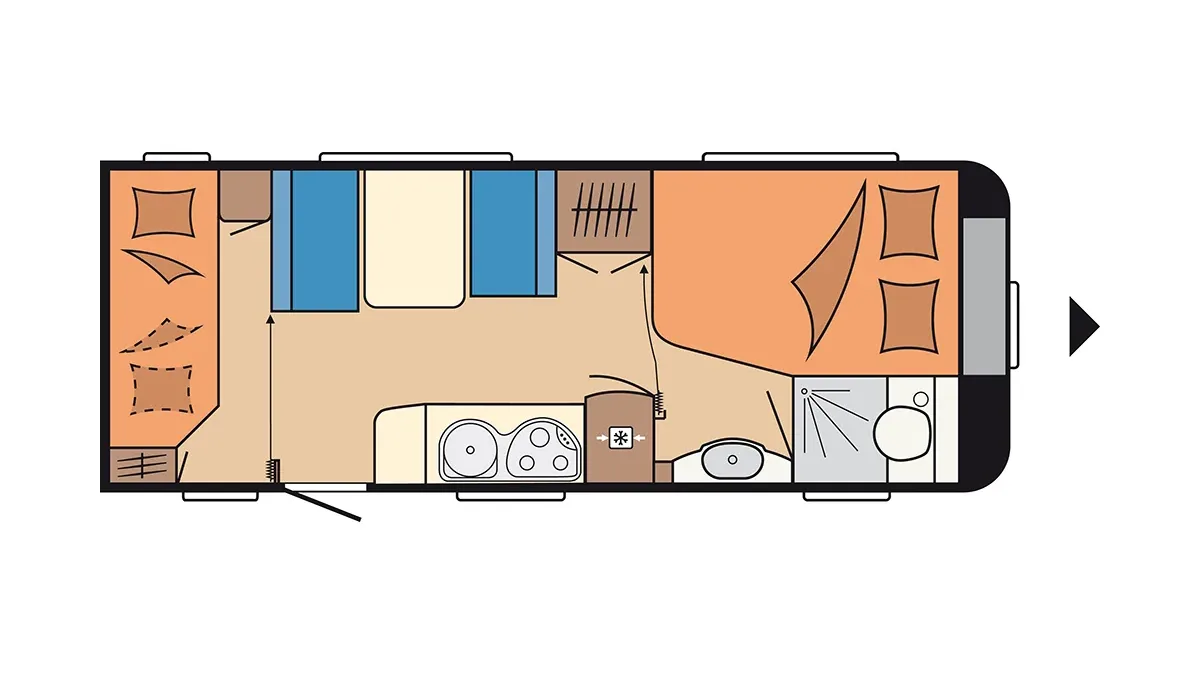 Grundriss Wohnwagen Hobby 540 KMFe